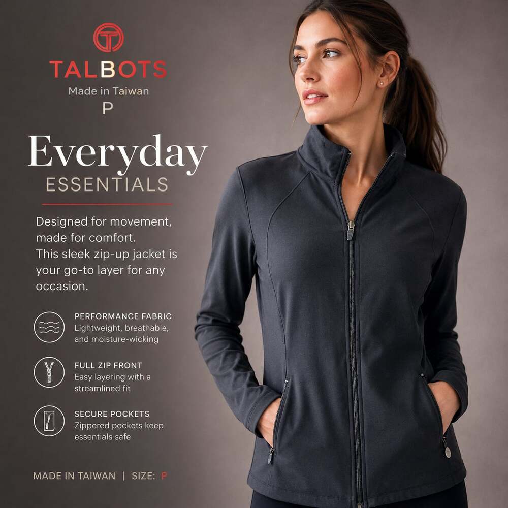 Talbots Everyday Essentials Performance Interlock Full-Zip Jacket